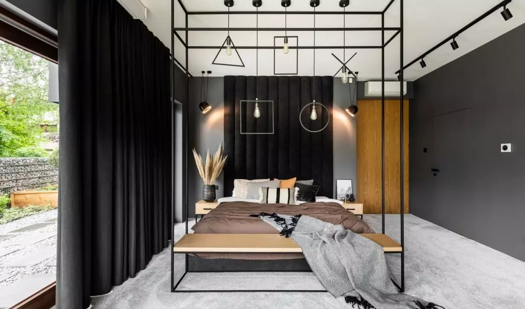 The interior was decorated in an industrial style