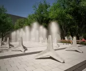 Fountain on Axentowicz Square in Krakow