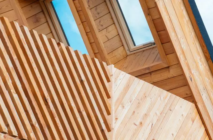 Wood on the facade