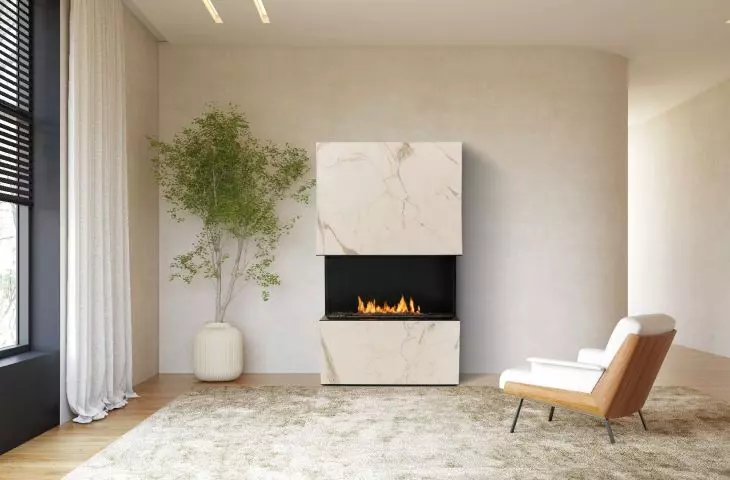 Bio-fireplace with quartz sinter housing
