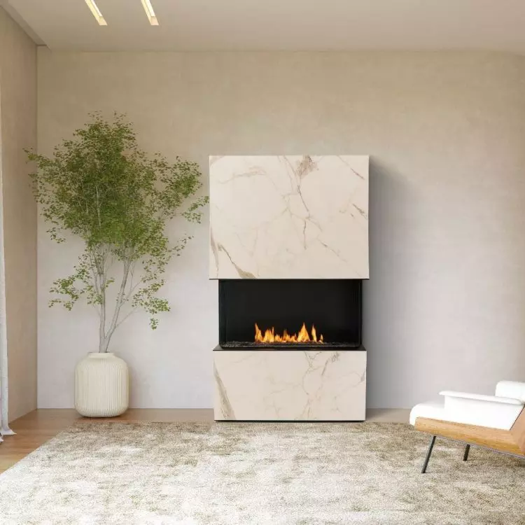 Bio-fireplace with quartz sinter housing
