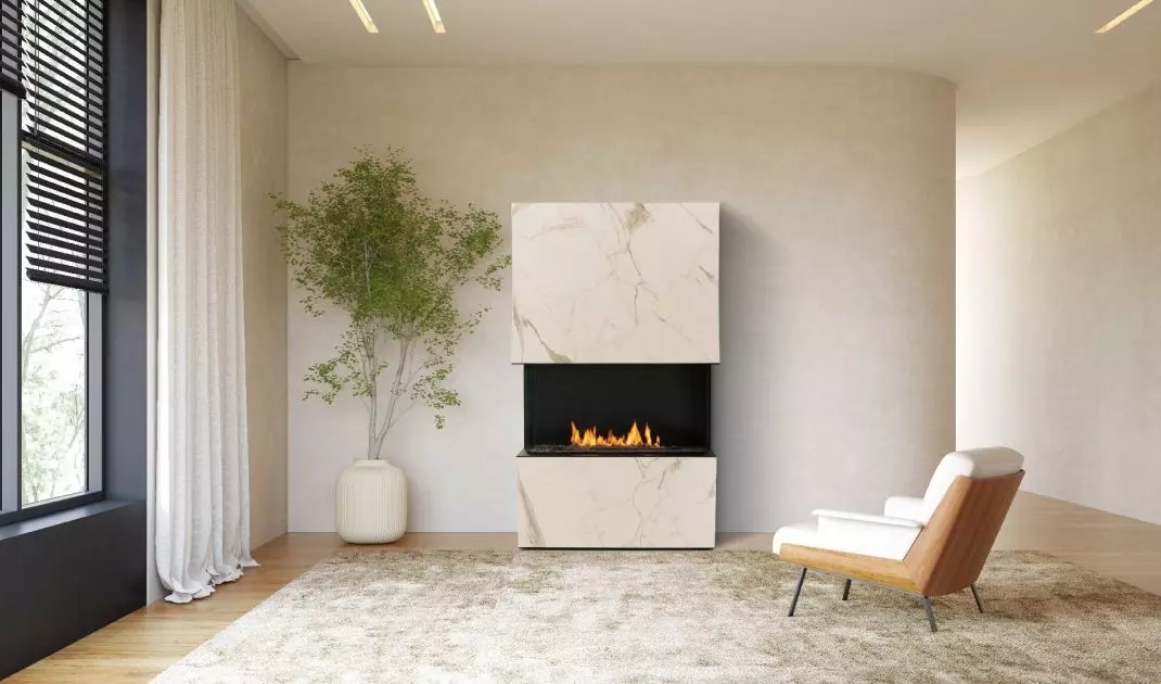 Bio-fireplace with quartz sinter housing