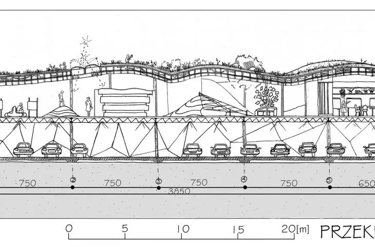 Hilly Kindergarten project, cross section