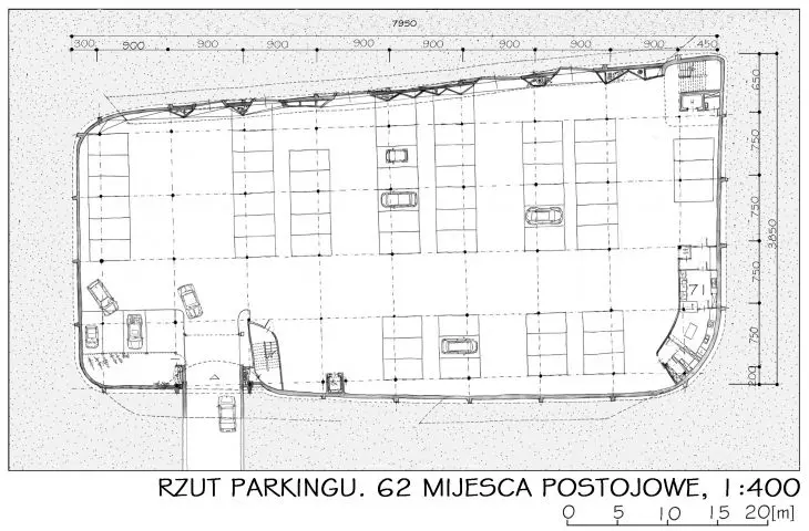 Projekt „Hilly Kindergarten”, rzut parkingu