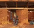The walls of the building were made of red clay