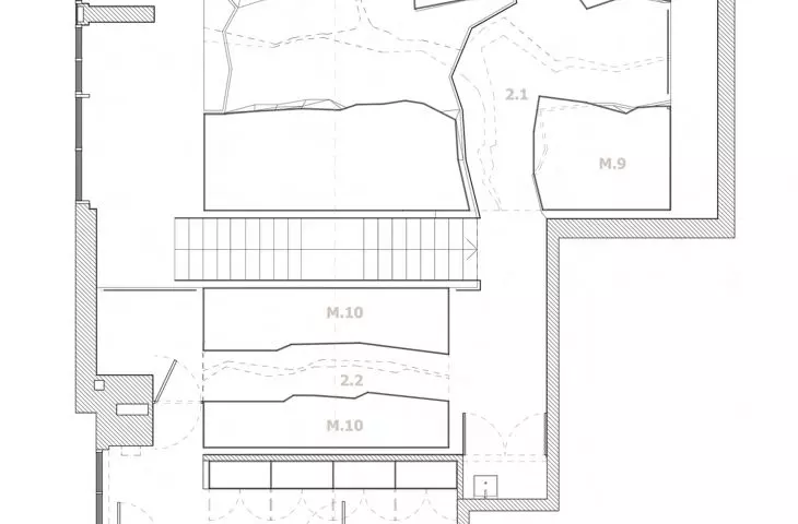Projekt sklepu Grawitacja, rzut antresoli
