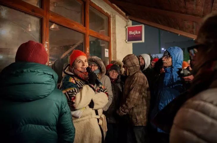 Curator Emila Orzechowska in front of the former Bajka bar