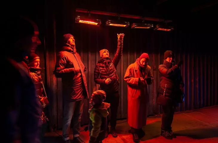 Visitors to the festival were able to warm up under the installation 