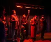 Visitors to the festival were able to warm up under the installation 