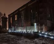 Illuminated route leading to Paweł Błęcki's installation