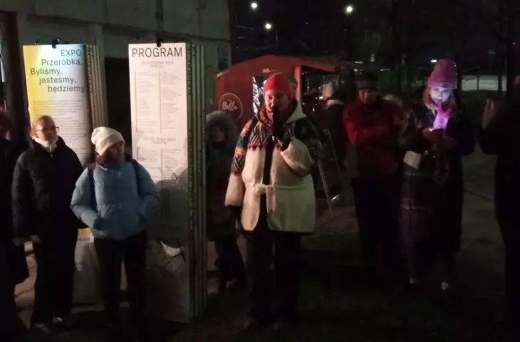 The curatorial tour started from under the festival info point