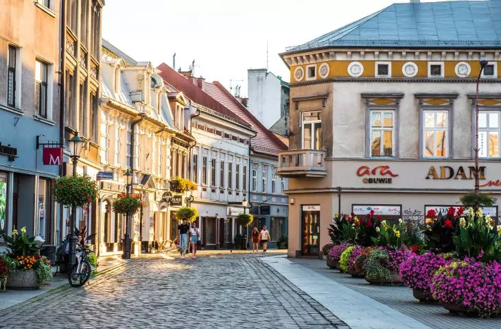 11 Listopada Street in the former Biała Krakowska - characteristic one-story buildings