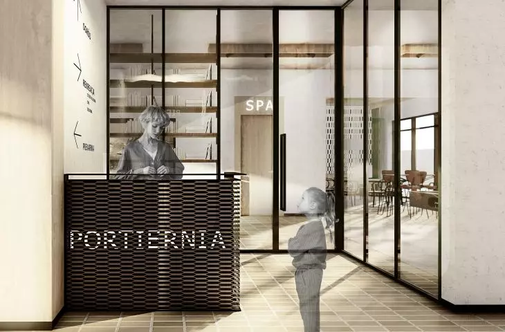 Projekt punktowca w Gdańsku, wnętrze portierni 