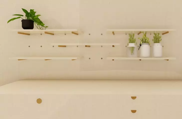Specjalny system montowania półek w kuchni