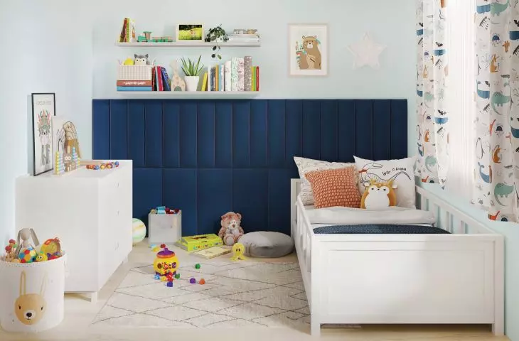 Upholstered panels will work well as soft upholstery in a child's room
