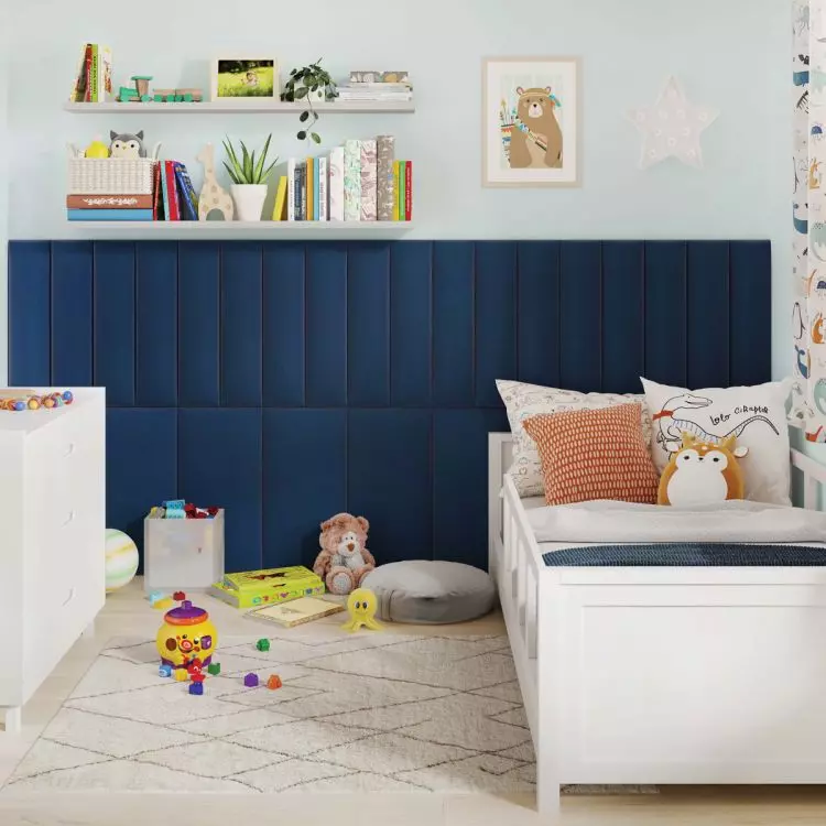 Upholstered panels will work well as soft upholstery in a child's room