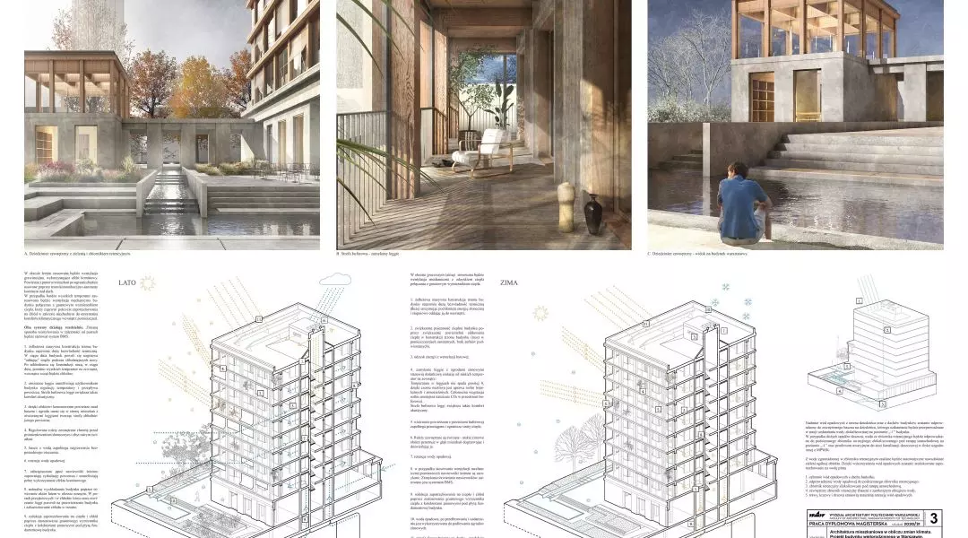 I Nagroda, „Architektura mieszkaniowa w obliczu zmian klimatu. Projekt budynku wielorodzinnego w Warszawie”
