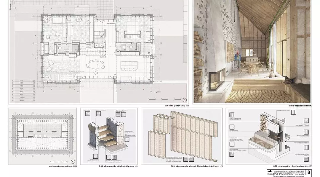 Wyróżnienie (ex aequo), „Funkcje detalu we współczesnej architekturze. Projekt domu mieszkalnego w strefie podmiejskiej”