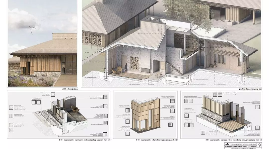 Wyróżnienie (ex aequo), „Funkcje detalu we współczesnej architekturze. Projekt domu mieszkalnego w strefie podmiejskiej”