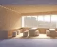 Natural cork and architectural concrete are the main materials used in the project